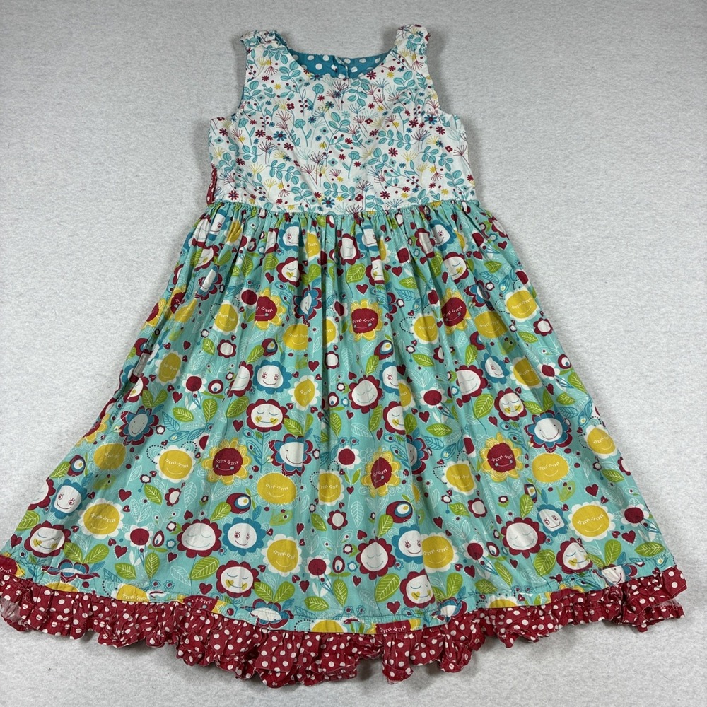 Jelly The Pug Sunshine‎ Debbie Dress 100% Cotton Floral Flower Power Polka Dot